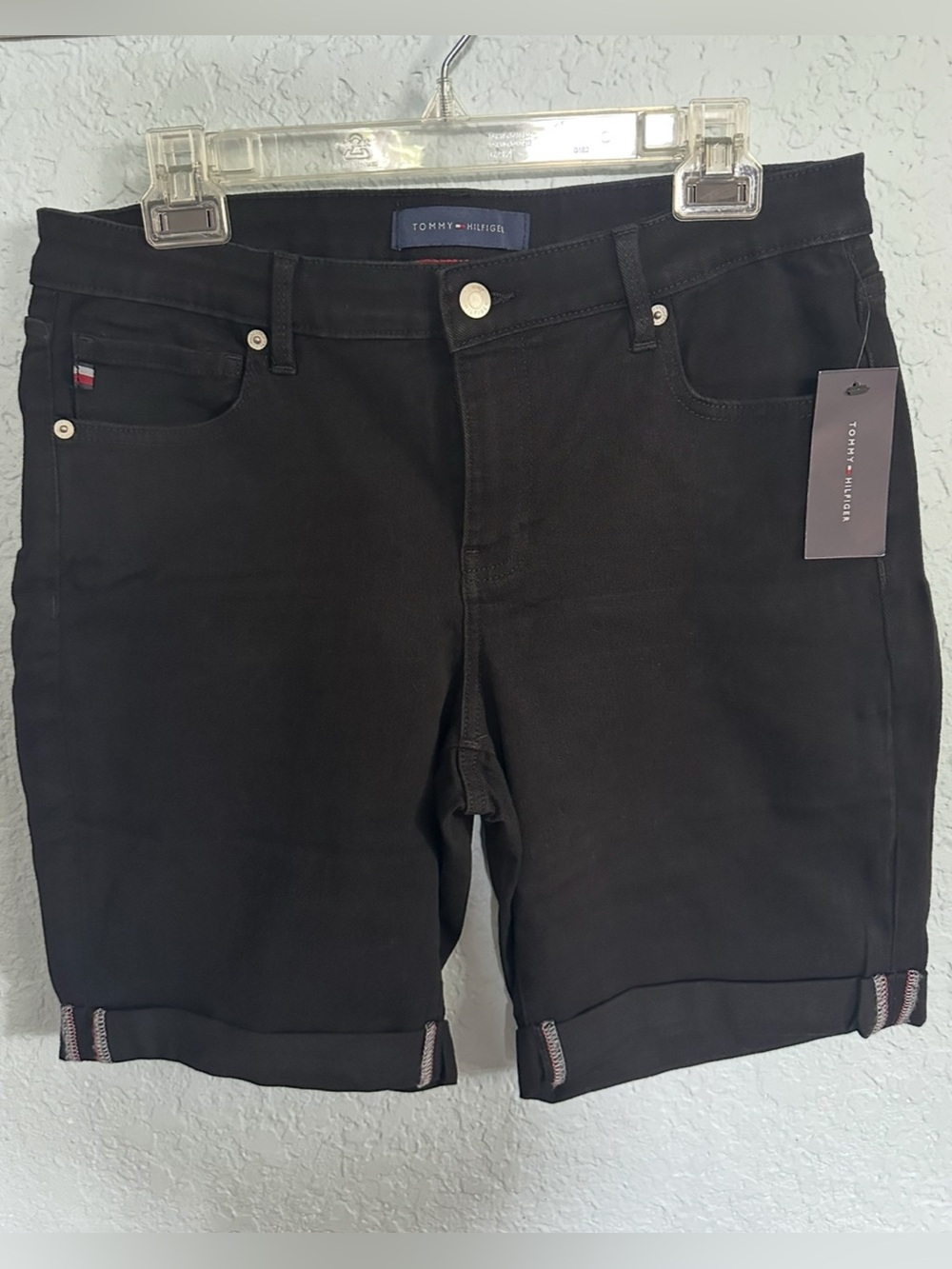 Tommy Hilfiger Black Denim Bermuda Shorts Size 10 NWT